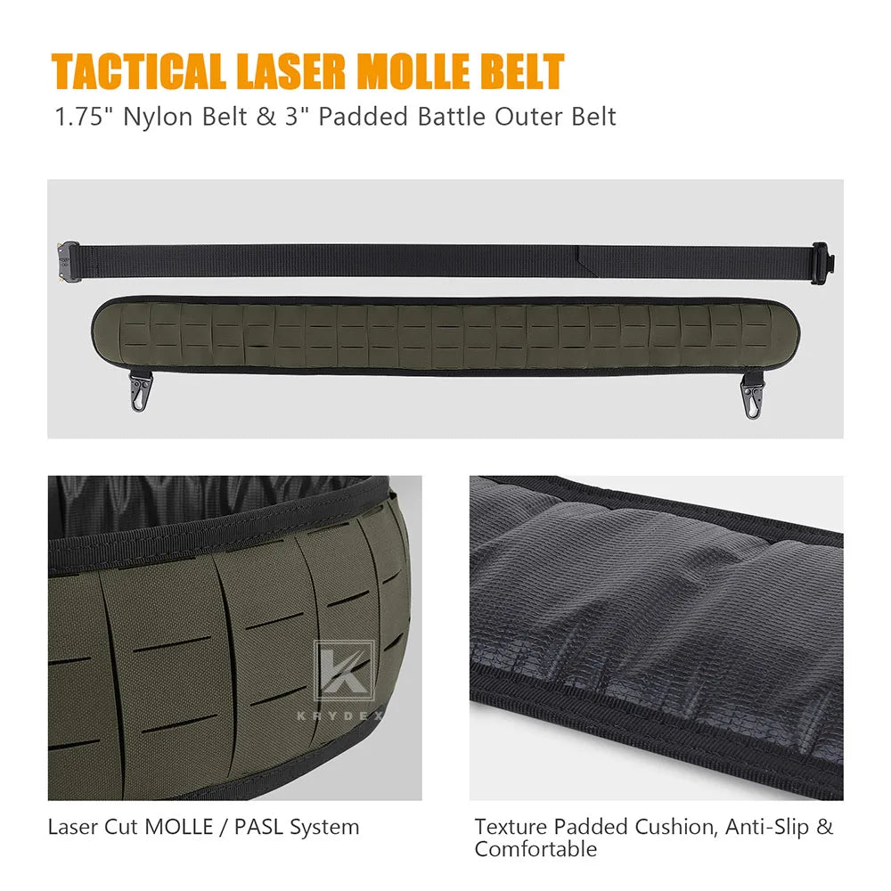 Low-Profile Modular Tactical Belt – 2-in-1 Padded Battle Belt