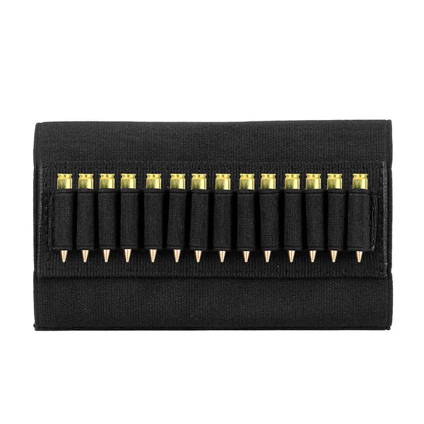 Elastic Rifle Stock Ammunition Pouch with Adjustable 14-Round Capacit