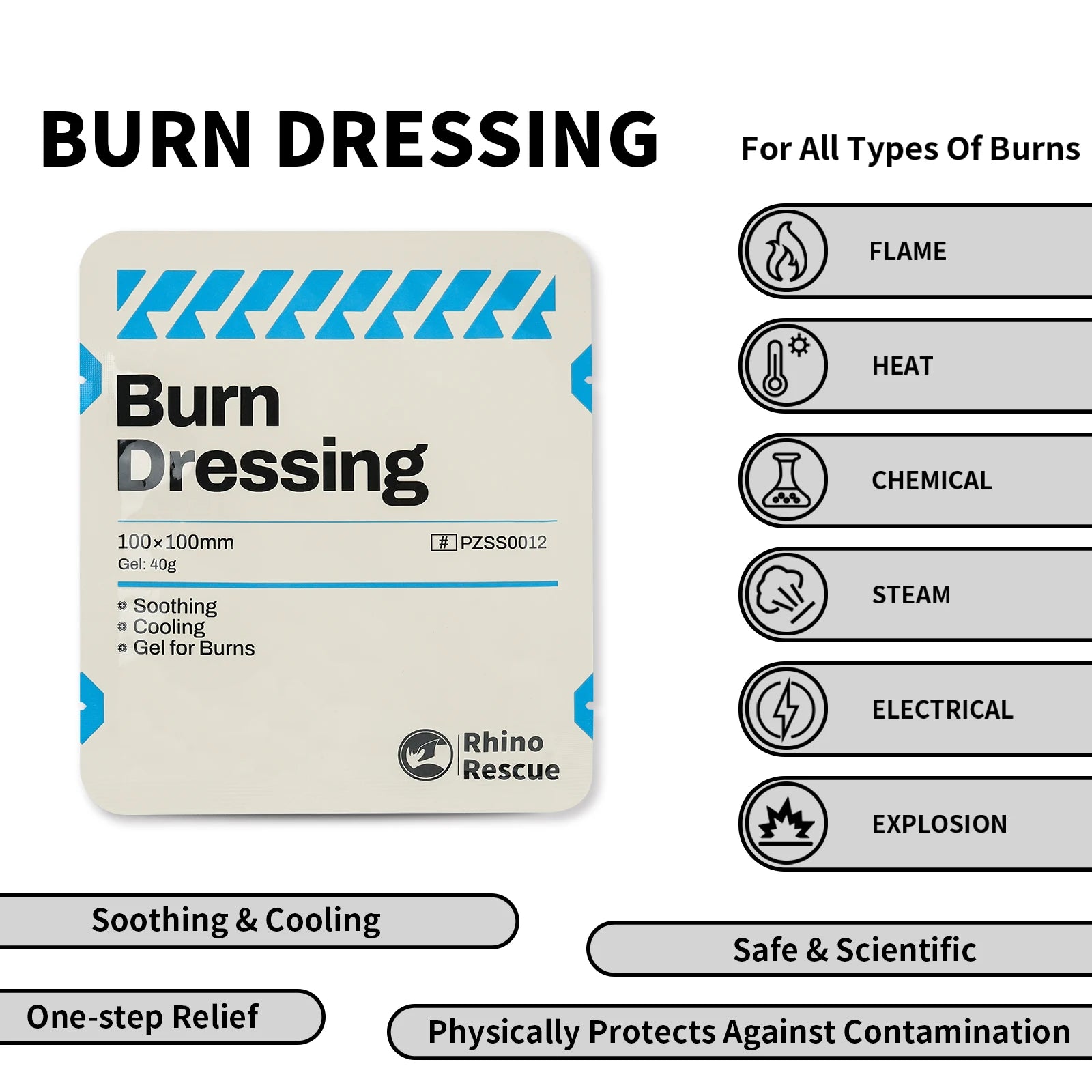 RHINO RESCUE Emergency Burn Care Kit – Complete First Aid Burn Treatment Set