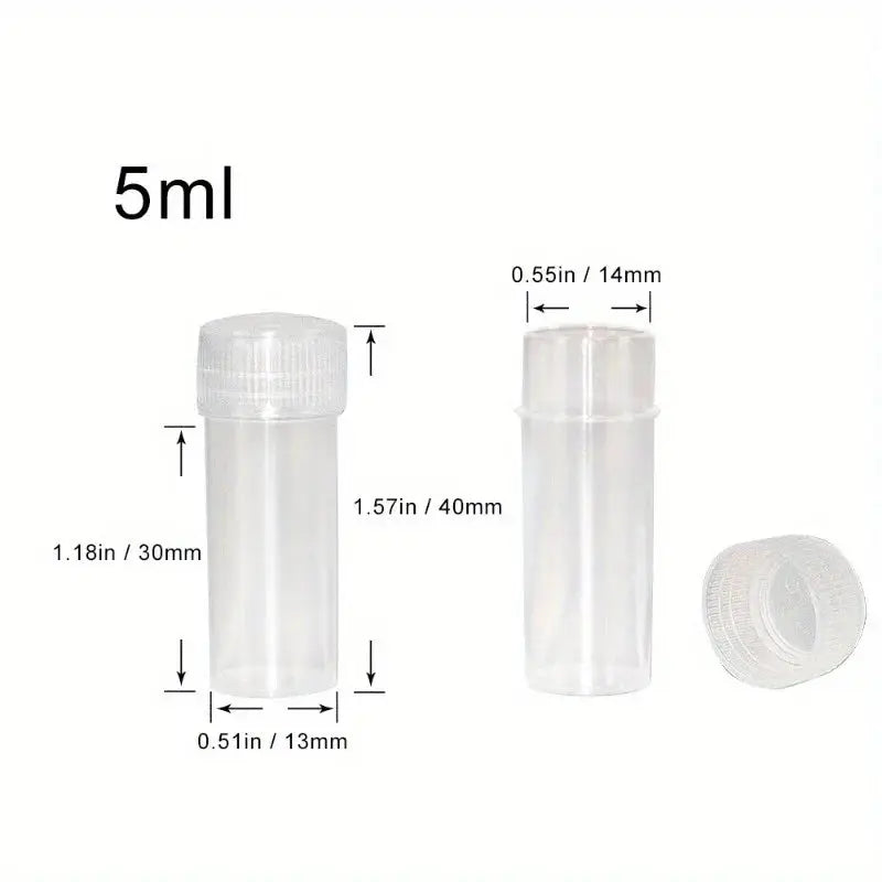 5ml Plastic Sample Bottles with Leak-Proof Caps – 20/100/200 Pack