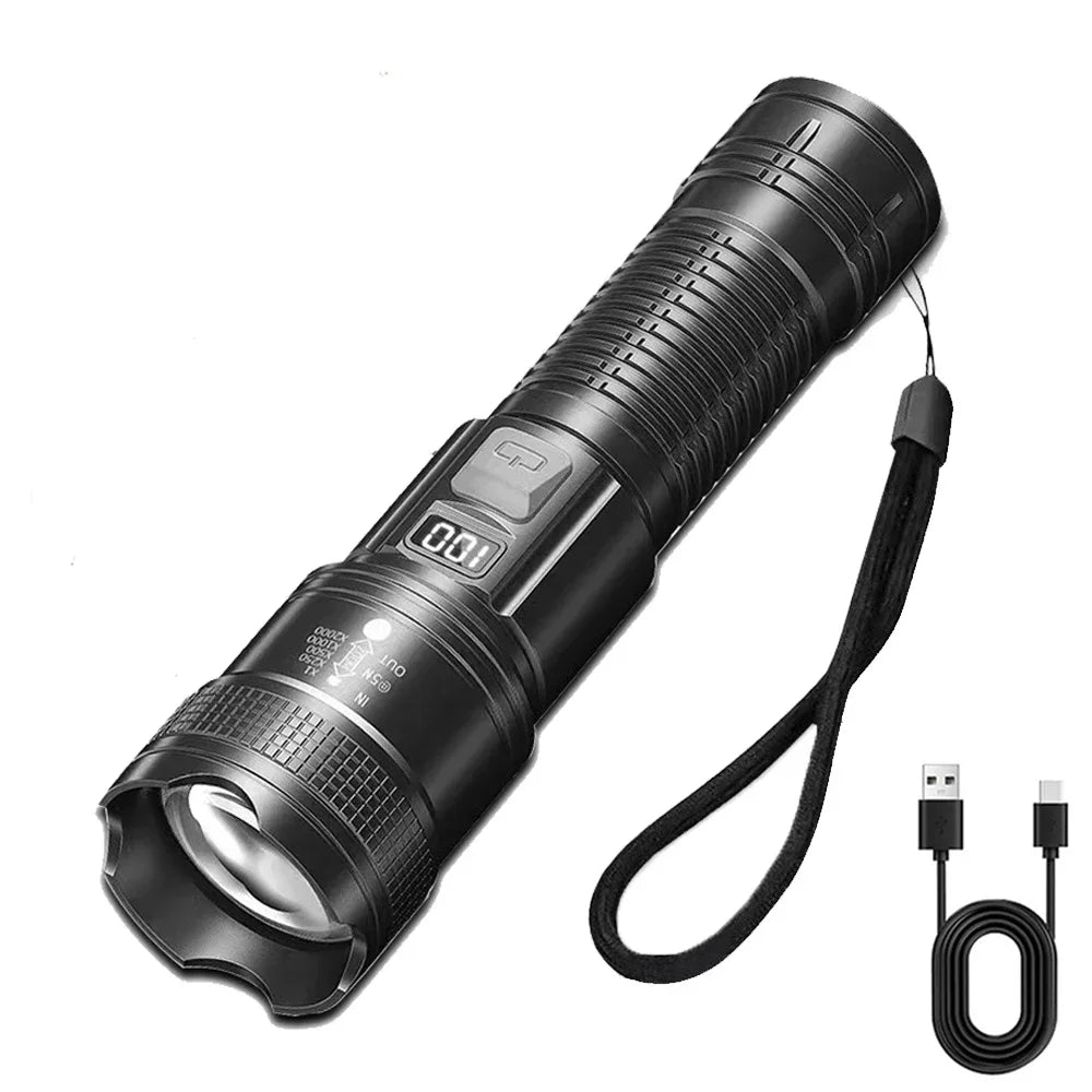 1600000 Lumen USB Rechargeable LED Tactical Flashlight | Waterproof Long Range Torch
