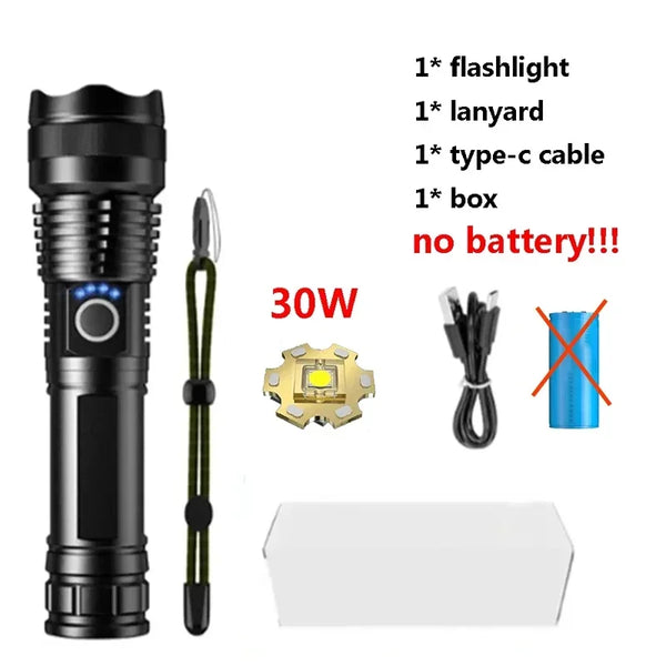 Aluminum Alloy Rechargeable Flashlight – Long-Range, Waterproof, Adjustable Zoom