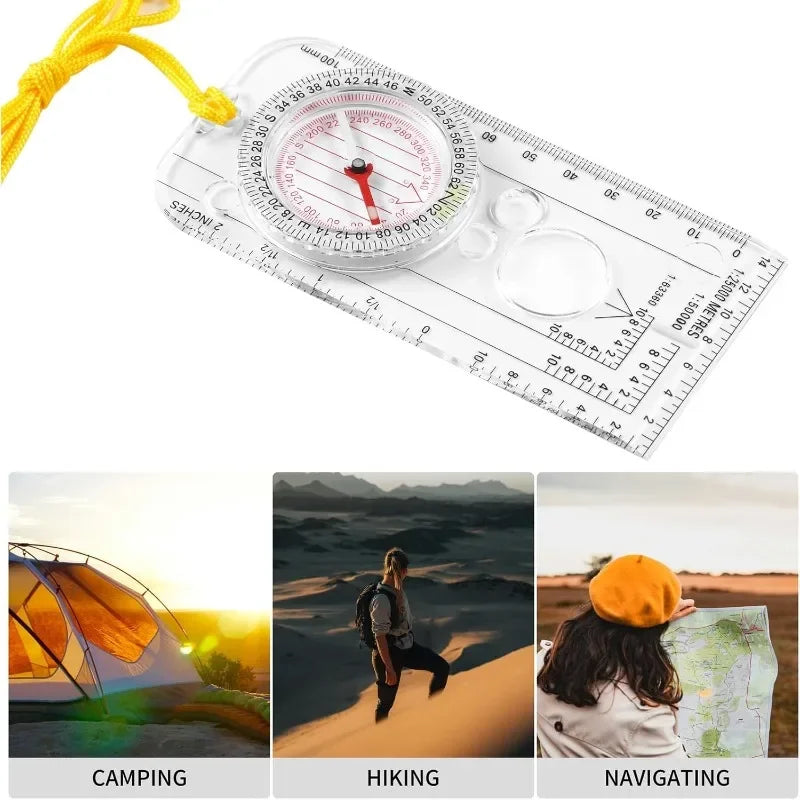 Military Tactical Acrylic Orienteering Compass & Map Ruler