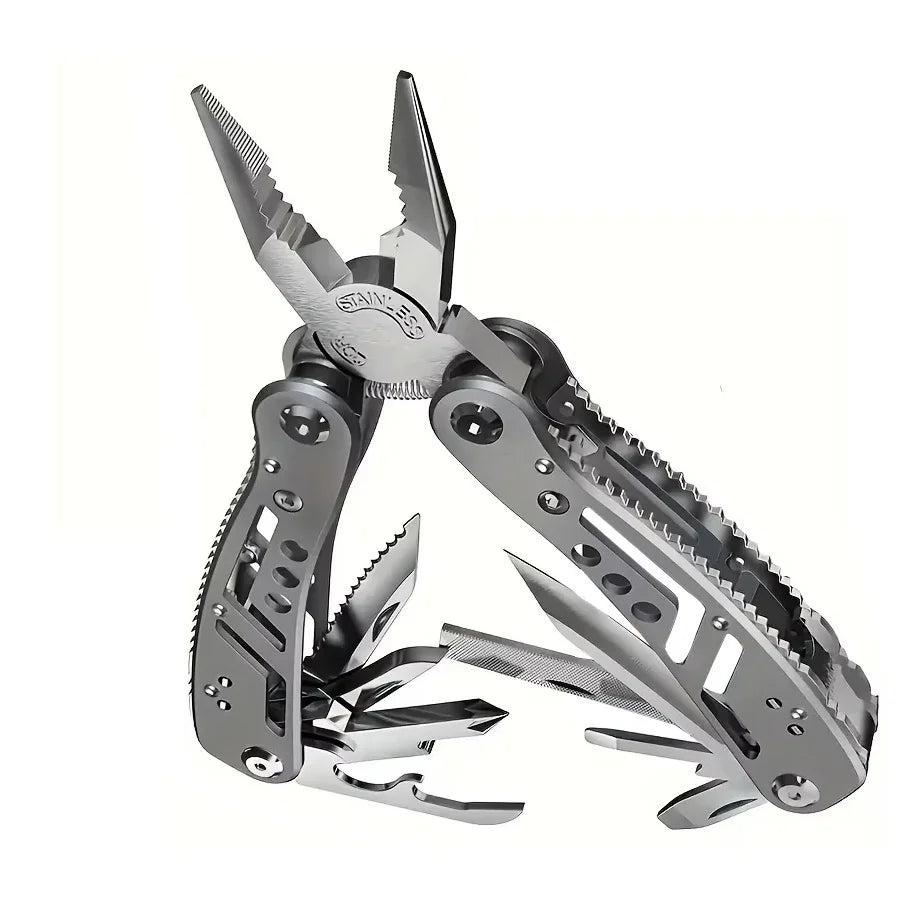 24-in-1 Mini Folding Multi-Tool – Stainless Steel Pocket Knife & Pliers with Sheath