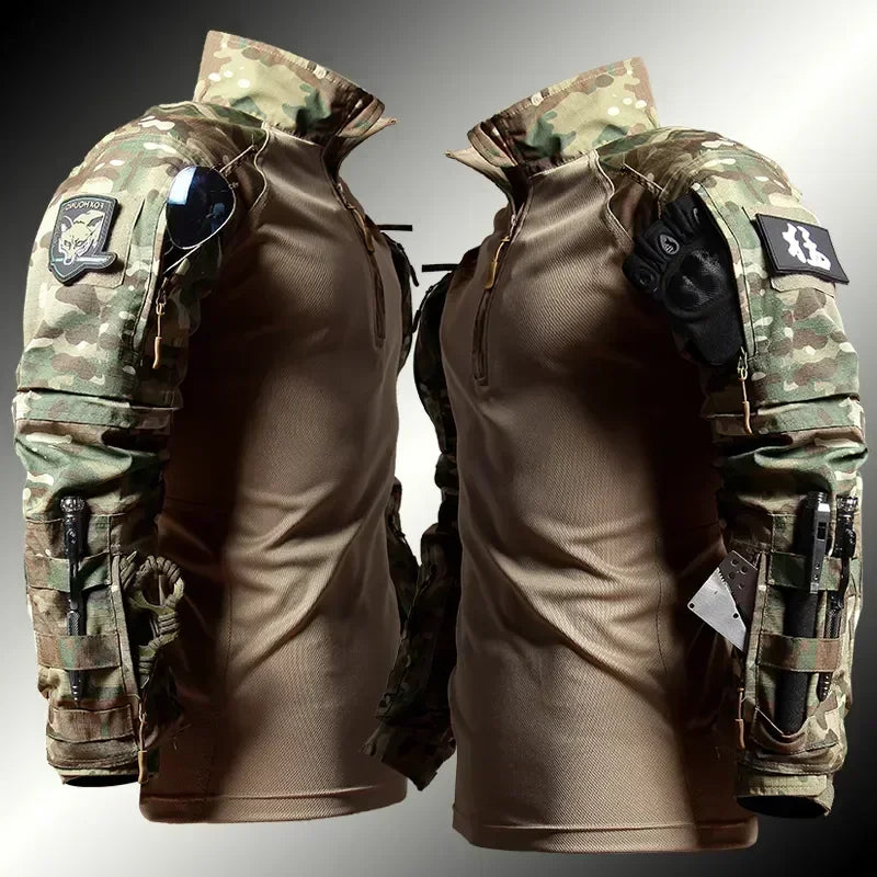 Men's Tactical Combat Uniform Set - Military Camo Shirt Pants for Airsoft, Paintball Hunting