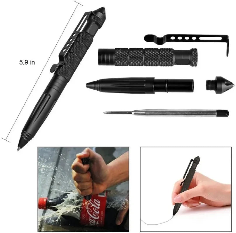Aviation Aluminum Military Tactical Ballpoint Pen with Glass Breaker & Anti-Slip Grip