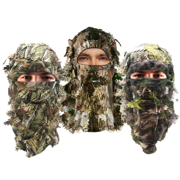 3D Leafy Ghillie Tactical Camo Hat & Full Face Mask