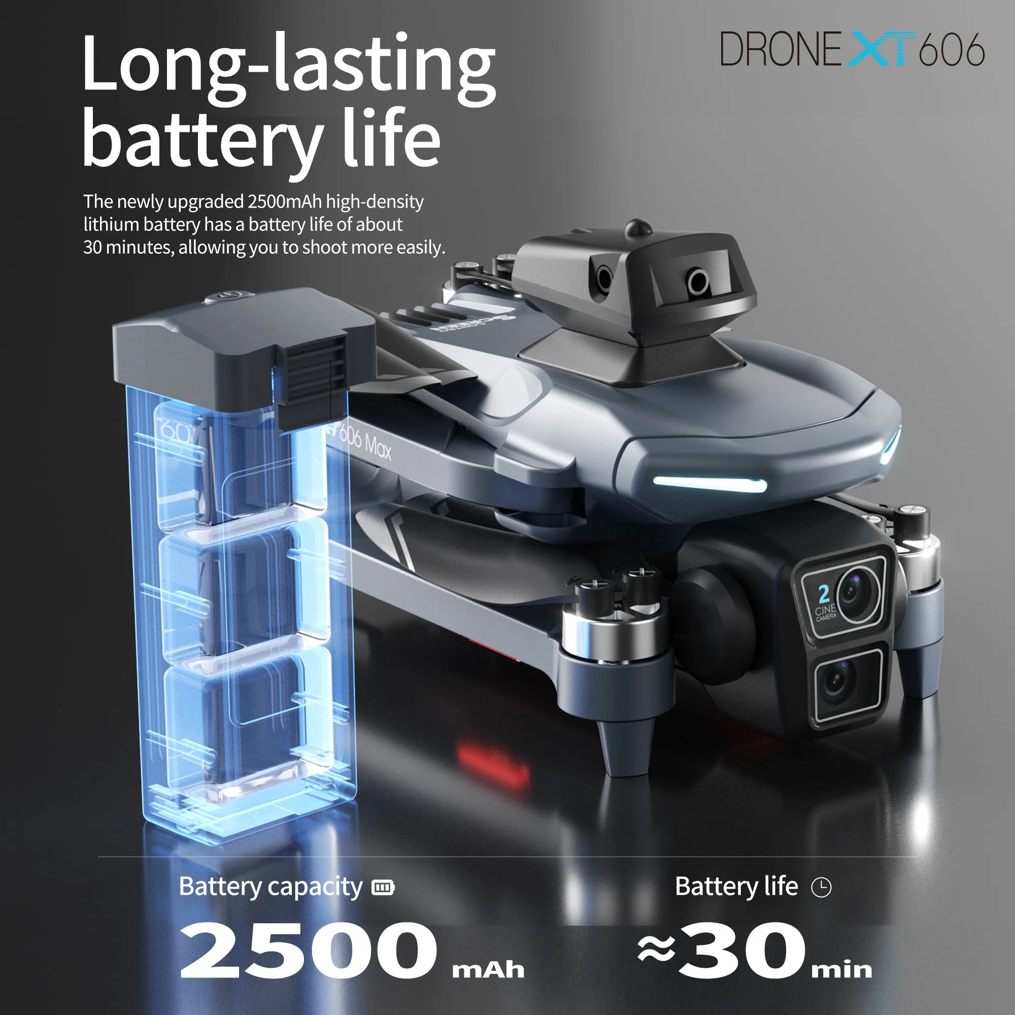 Lenovo XT606 8K GPS Brushless Drone with Dual Camera, Servo Gimbal & 5.6-Inch Screen Remote
