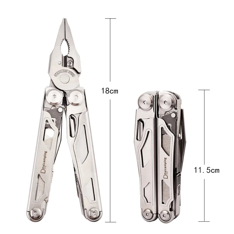 Daicamping DL30 Multi-Tool – Folding EDC Pliers with Knife, Scissors & 16 Bits