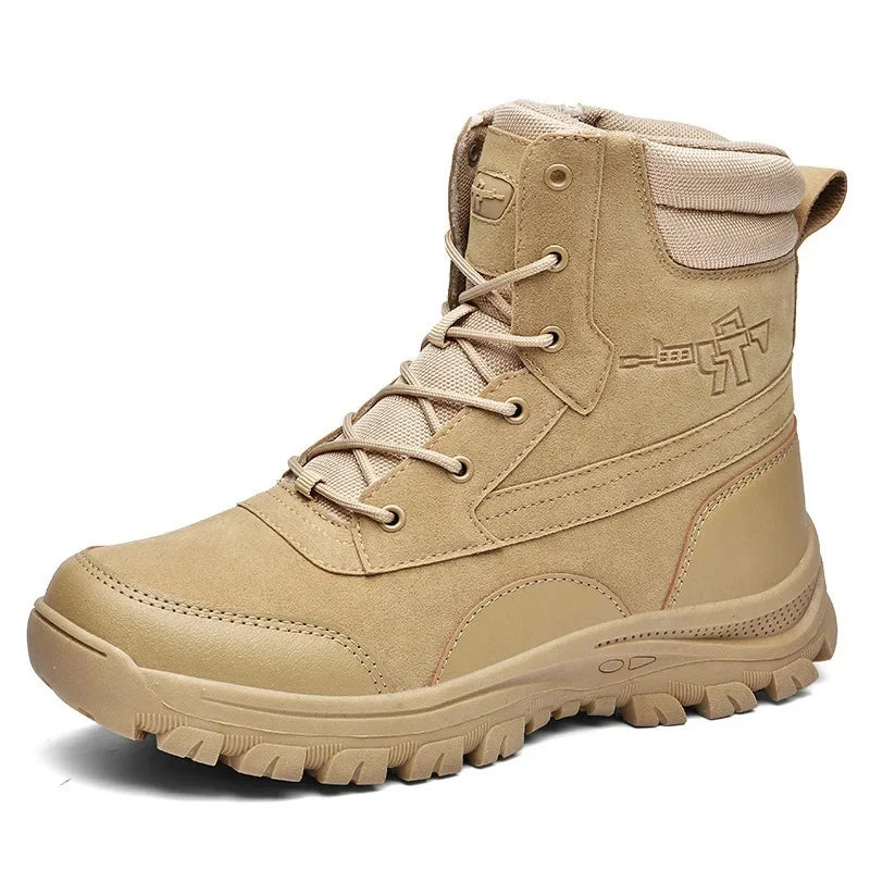 Men's High-Top Tactical Hiking Boots – Breathable Desert Work Shoes with Extended Sizing