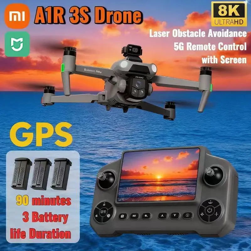 A1R 3S 8K GPS Brushless Drone with LiDAR 360° Obstacle Avoidance & Screen Remote