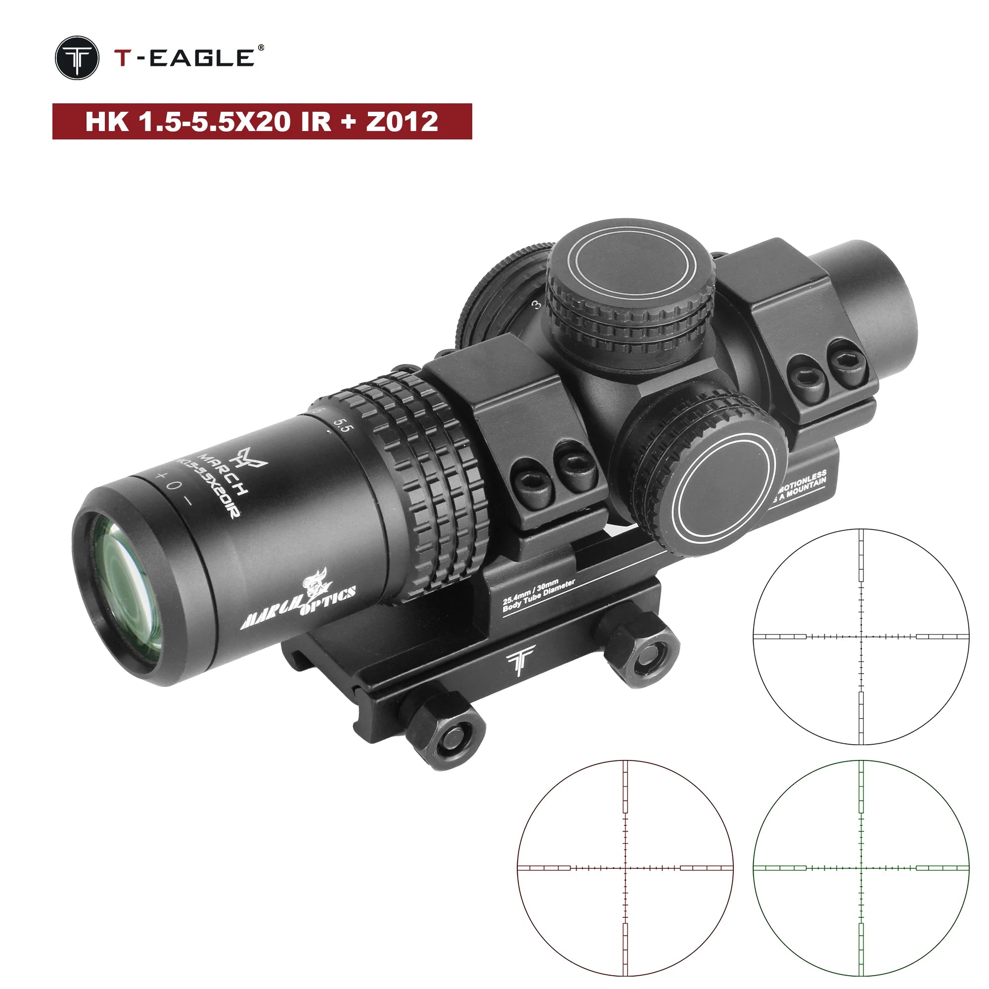 March HK 1.5-5.5x20IR Tactical Scope – Illuminated 2 MOA Dot for Air Rifle & Airsoft