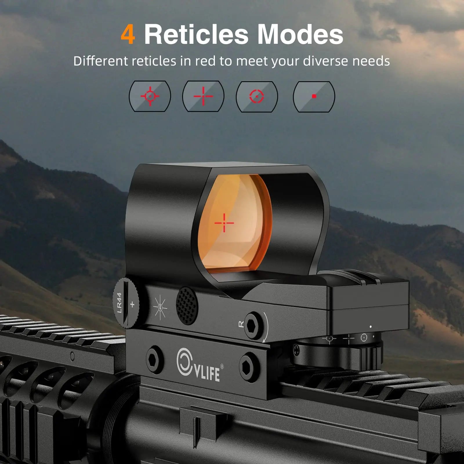 Red Dot Rifle Scope - 1x28x40, 4 Reticles