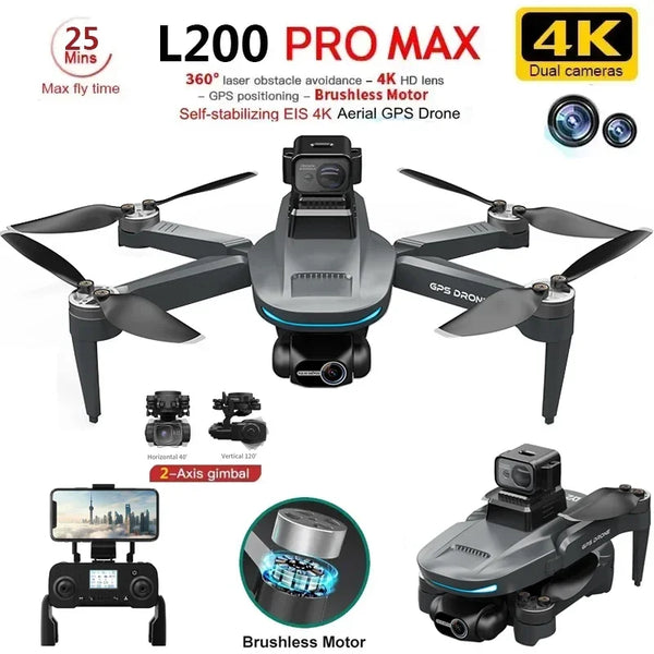L200 Pro Max 4K GPS Drone with 2-Axis Gimbal 360° Laser Obstacle Avoidance