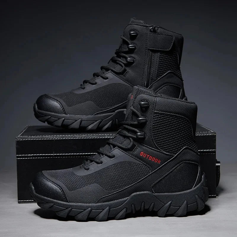 Men's High-Top Tactical Hiking Boots – Breathable Desert Work Shoes with Extended Sizing