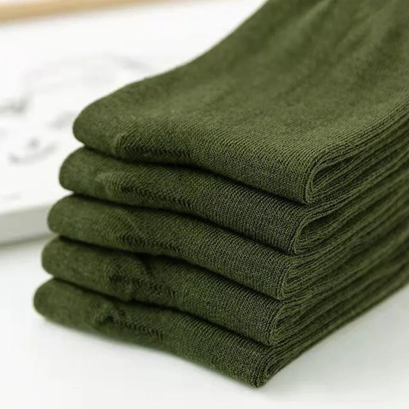 5 Pairs of Camouflage Mid-Tube Cotton Socks – Breathable & Comfortable