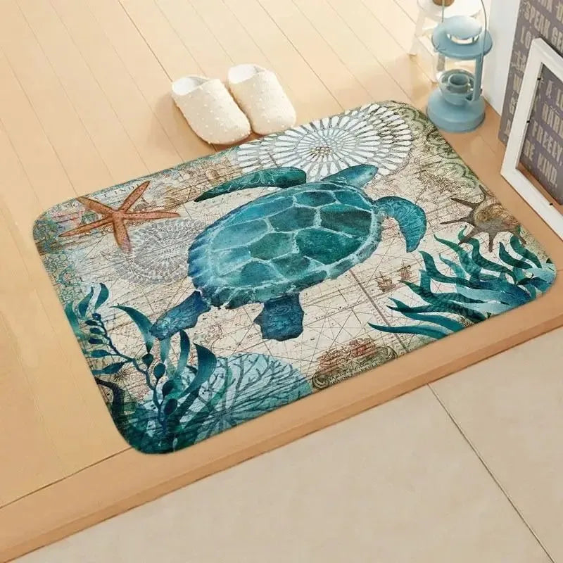 Beach starfish absorbent floor mat