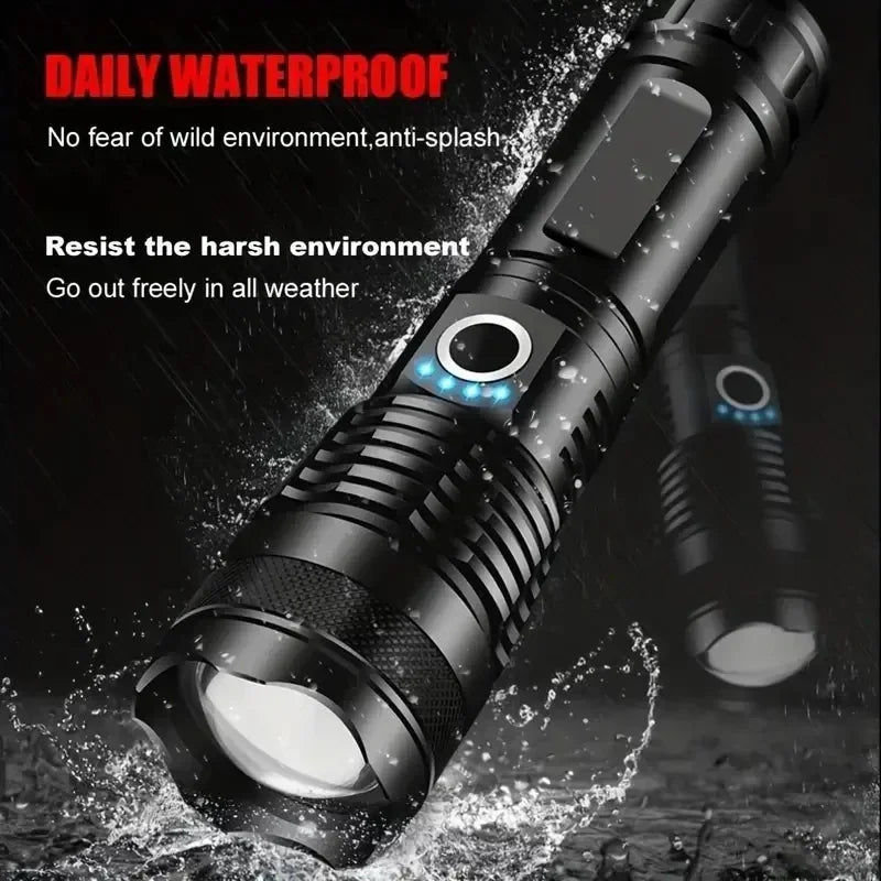 Aluminum Alloy Rechargeable Flashlight – Long-Range, Waterproof, Adjustable Zoom