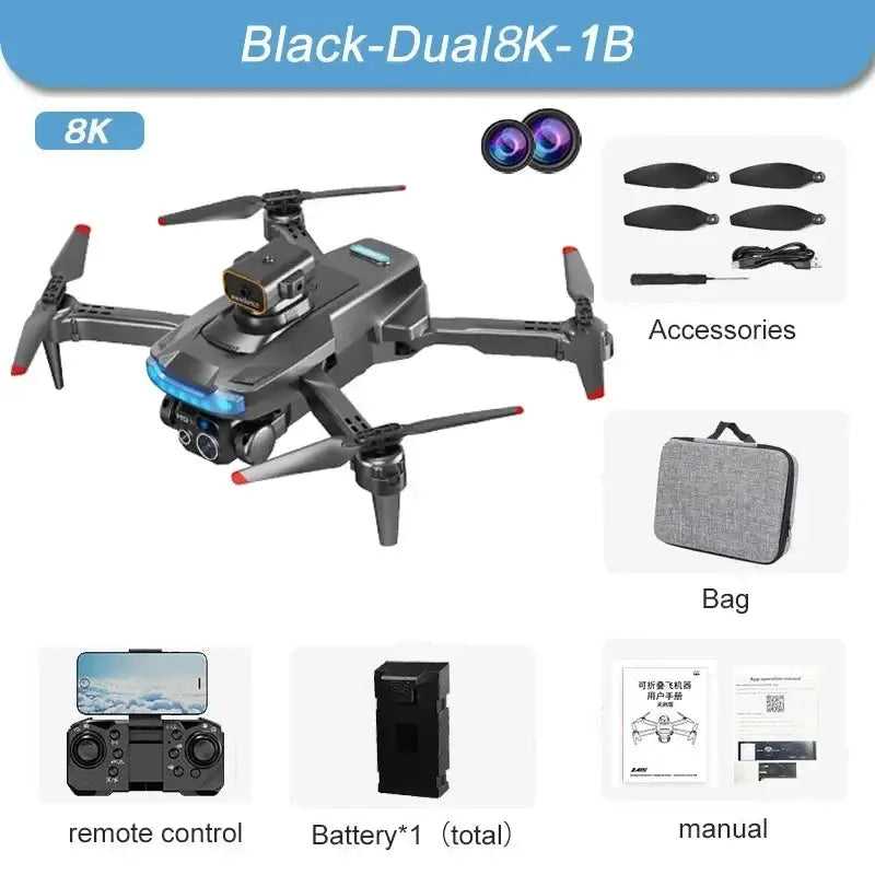8K GPS Drone with Omnidirectional Obstacle Avoidance and Dual-Camera System