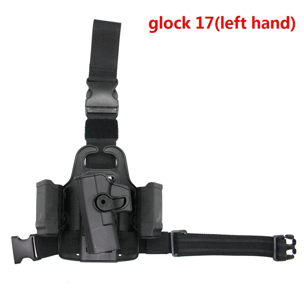 Tactical Drop-Leg Pistol Holster – Nylon Thigh Rig with Dual Mag Pouch | CLUSGO