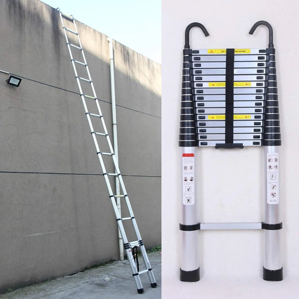 6.2m Telescopic Extendable Ladder with Roof Hooks
