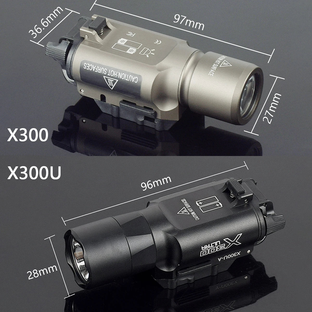 LAMBUL X300U Tactical Pistol Scout Light - Aluminum, Dual Output, CR123A