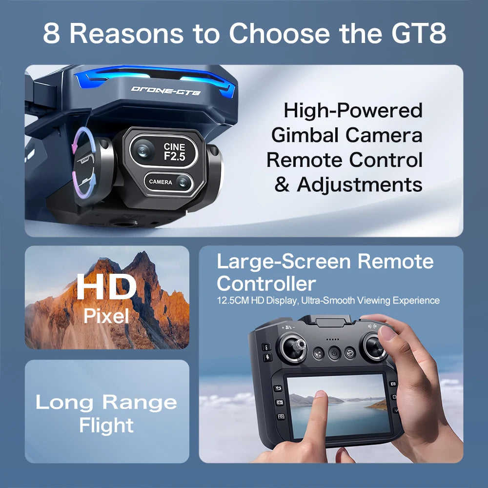 Lenovo GT8 8K Brushless Foldable Drone with Triple Camera, Optical Flow &amp; Screen Remote