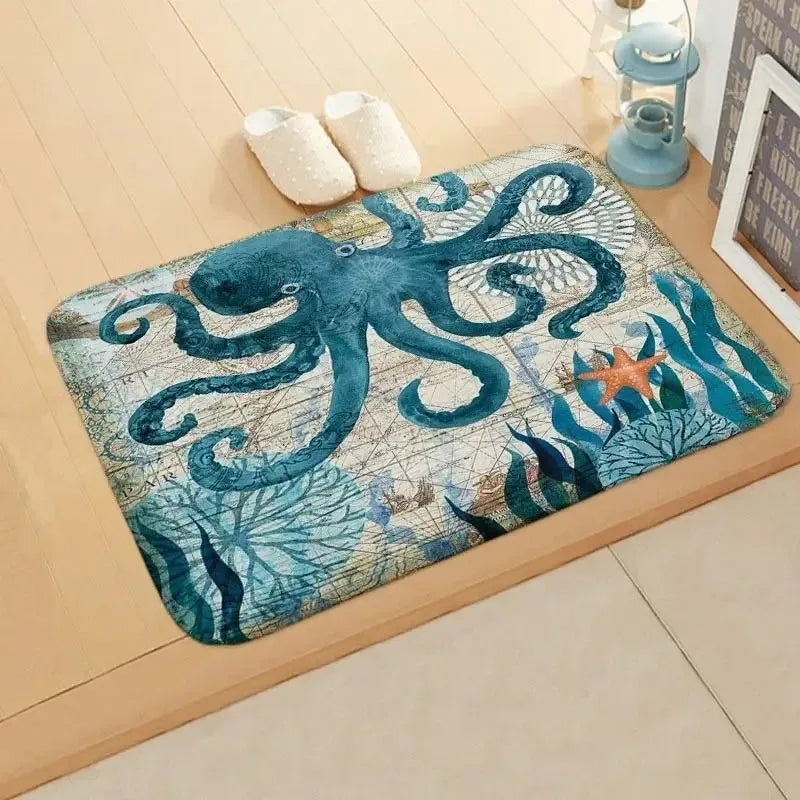 Beach starfish absorbent floor mat