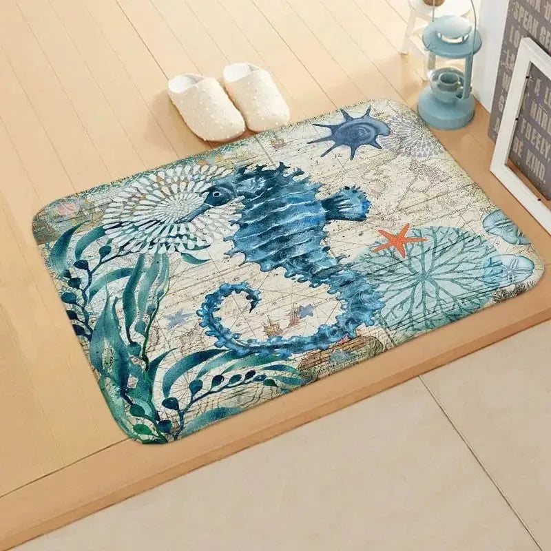 Beach starfish absorbent floor mat