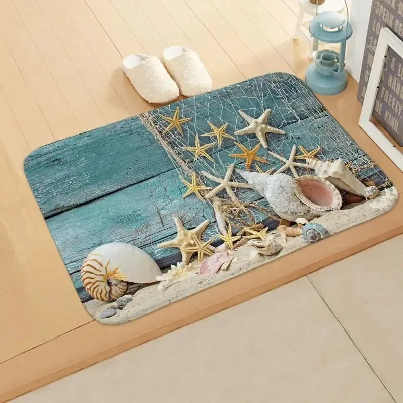 Beach starfish absorbent floor mat