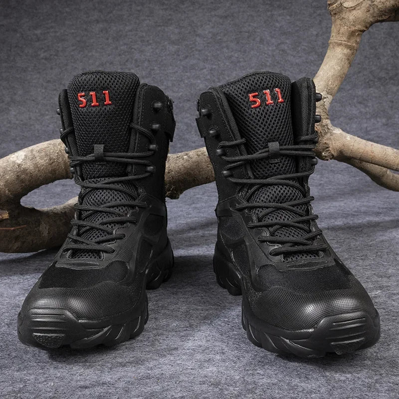 Men's High-Top Tactical Hiking Boots – Breathable Desert Work Shoes with Extended Sizing