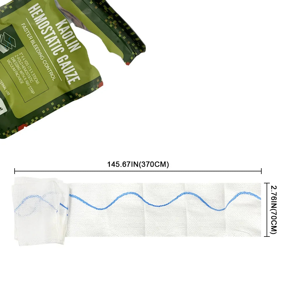 Hemostatic Kaolin Gauze – Z-Fold Emergency Trauma Dressing for Tactical IFAK and First Aid Kits