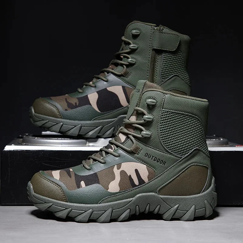Men's High-Top Tactical Hiking Boots – Breathable Desert Work Shoes with Extended Sizing
