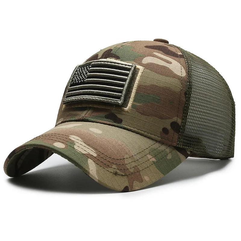 Adjustable Breathable Baseball Cap with Geometric Camouflage Design and UV Protection