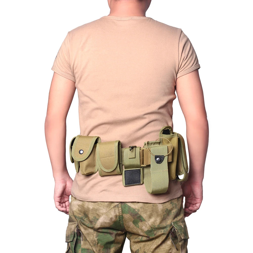 Adjustable Tactical Utility Belt with Multiple Pouches