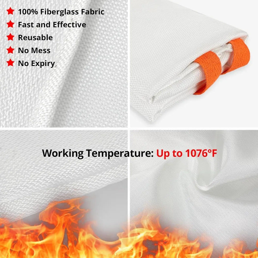 Emergency Fire Blanket 2-Pack – 40" x 40" Flame-Resistant Safety Covers