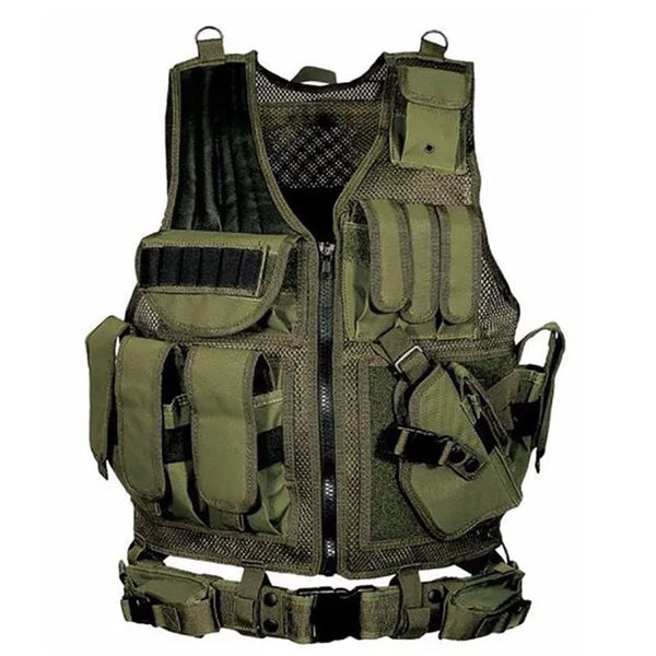 600D Polyester SWAT Tactical Vest with 14-Pocket Modular Organizer System