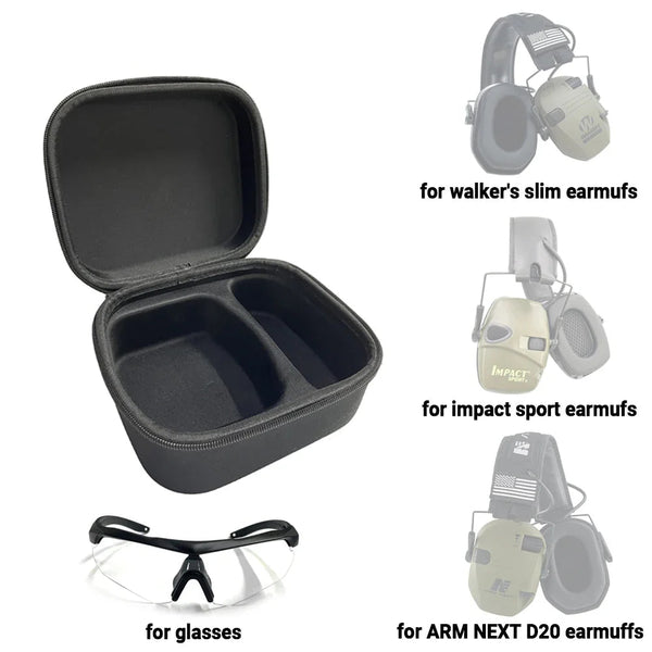 Hard EVA Protective Case for Shooting Earmuffs & Safety Glasses