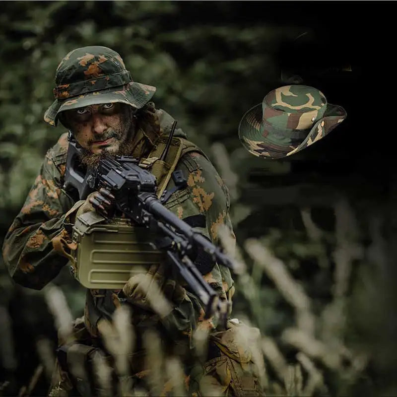 Adjustable Multi-Season Tactical Boonie Hat with Camouflage Options for Outdoor Activities