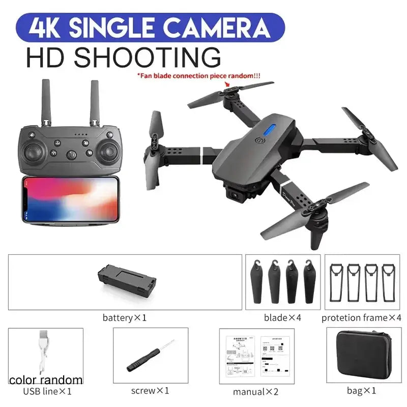 Foldable 4K Dual-Camera Drone with Altitude Hold and Trajectory Flight