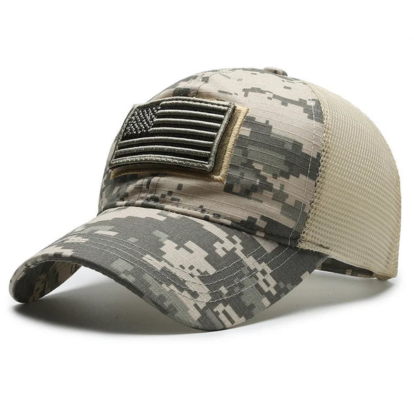 Adjustable Breathable Baseball Cap with Geometric Camouflage Design and UV Protection