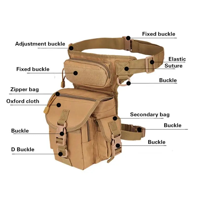 Tactical Drop-Leg Thigh Pack – 800D Waterproof MOLLE Waist Bag for Hunting & Riding | LKEEP