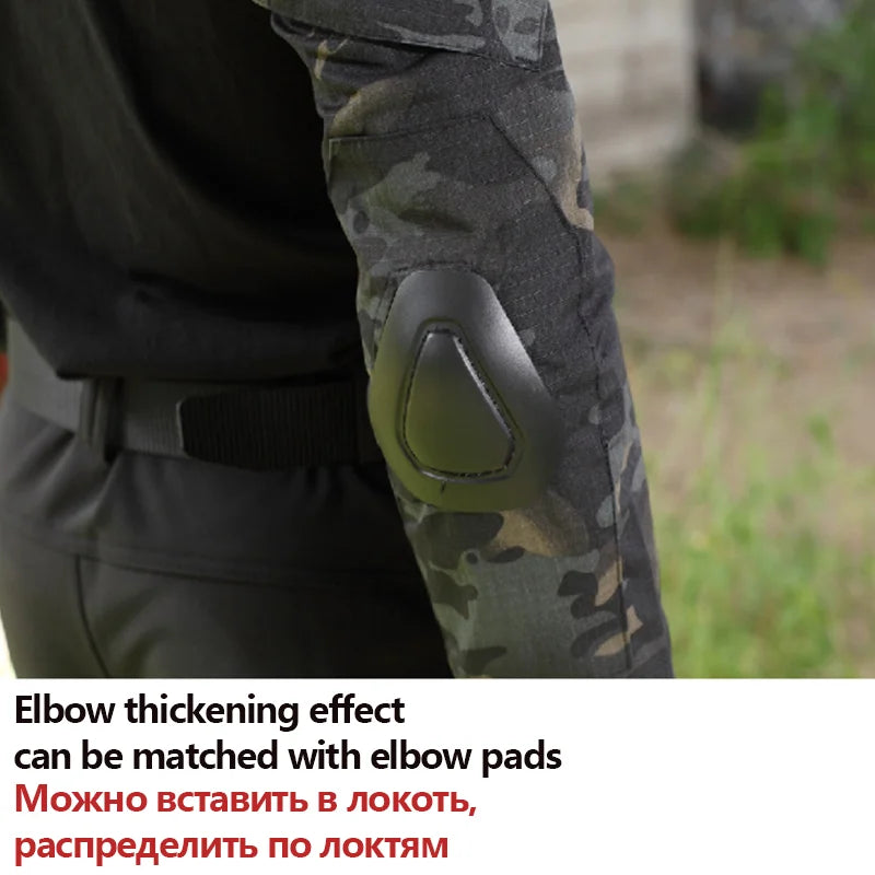 Men's Multicam Tactical Uniform Set – Shirt & Pants with Knee & Elbow Pads