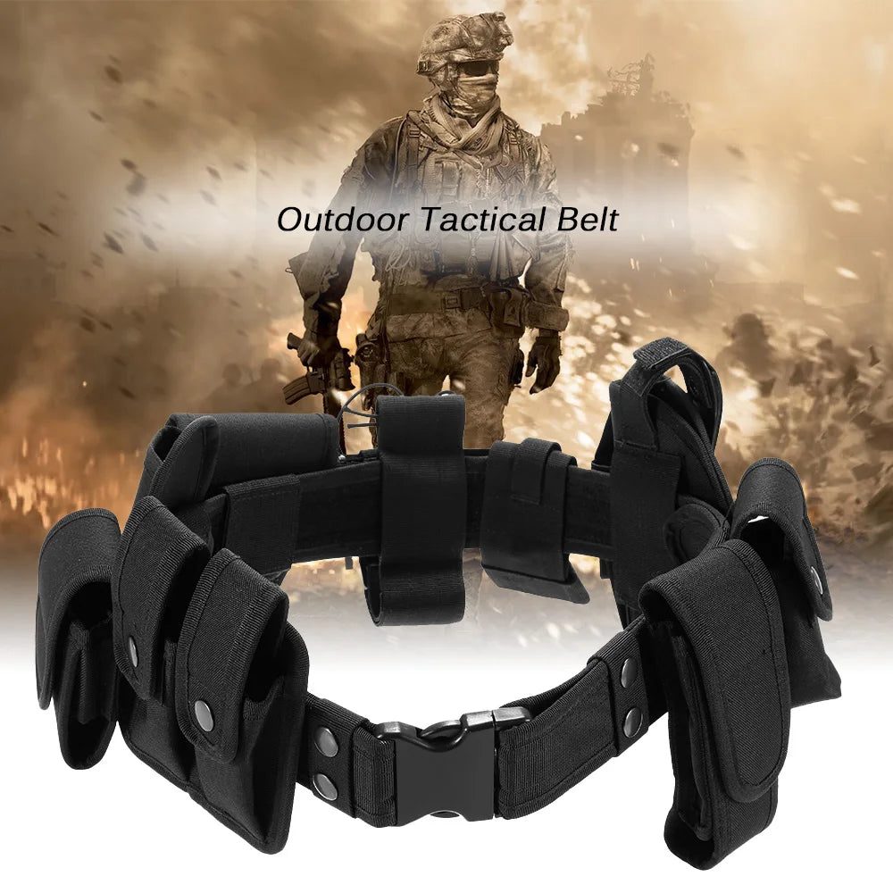 Adjustable Tactical Utility Belt with Multiple Pouches