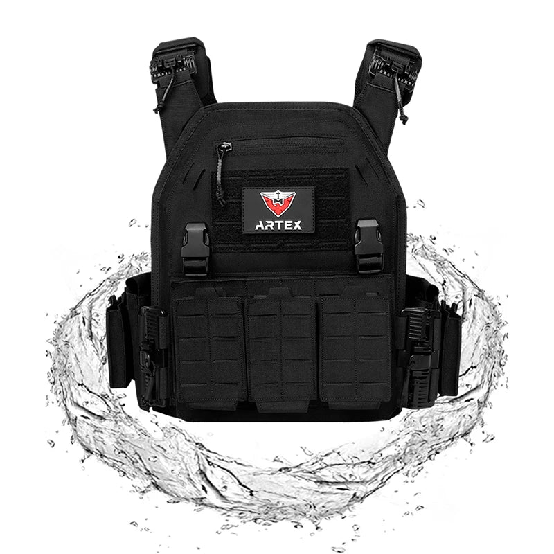 Tactical Plate Carrier Vest - 1000D Polyester Combat Gear with Detachable Pouches