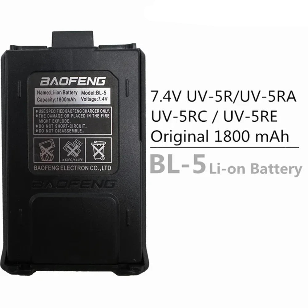 1800mAh 7.4V Li-Ion Battery for UV-5R Two-Way Radio