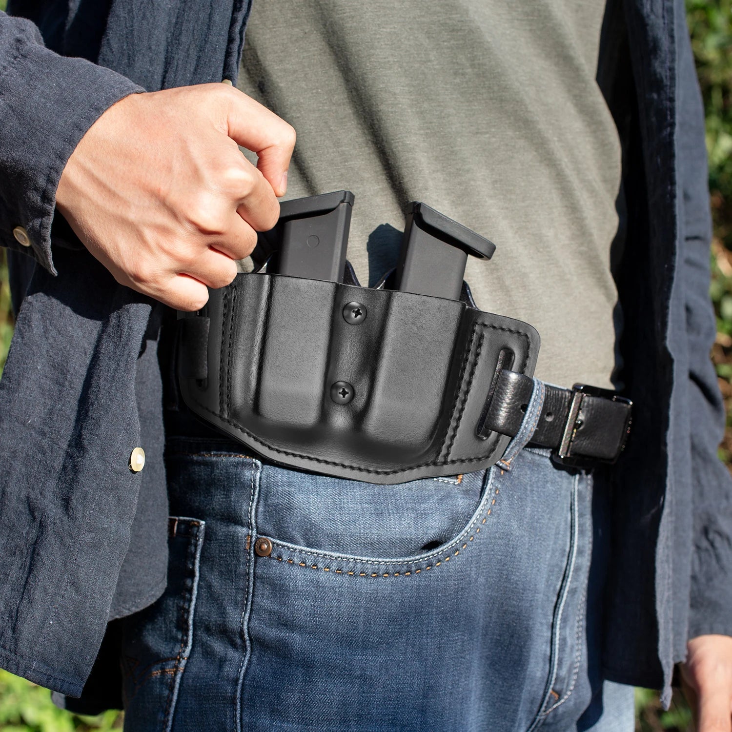 Premium Leather Double Magazine Pouch