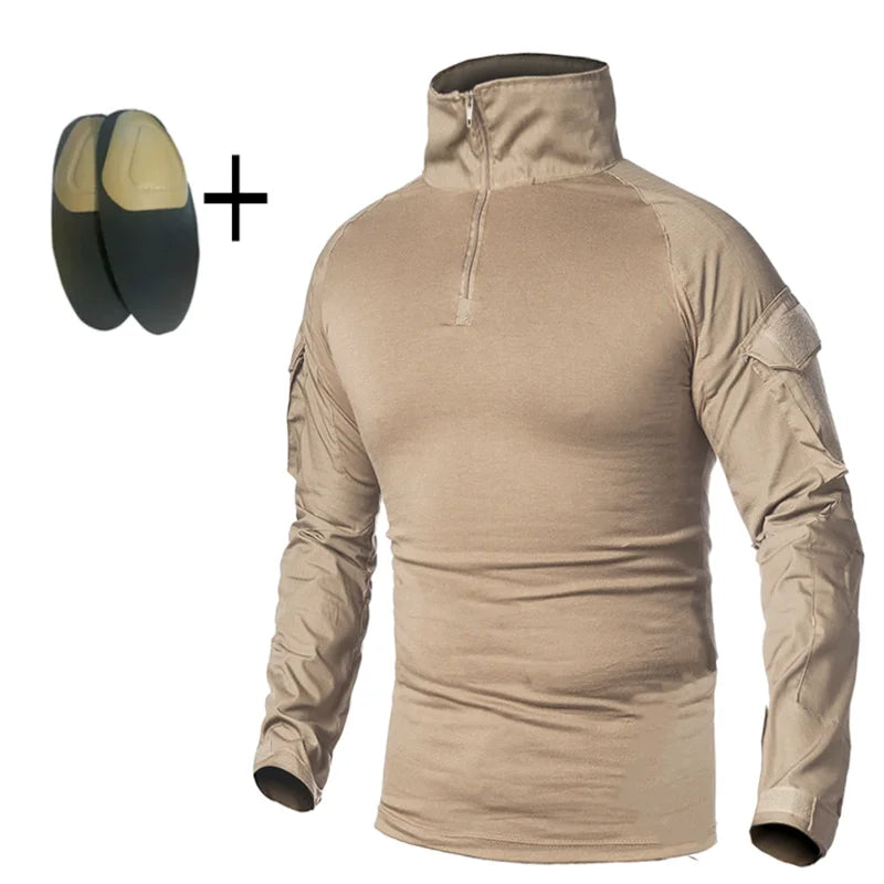 Men's Multicam Tactical Uniform Set – Shirt & Pants with Knee & Elbow Pads