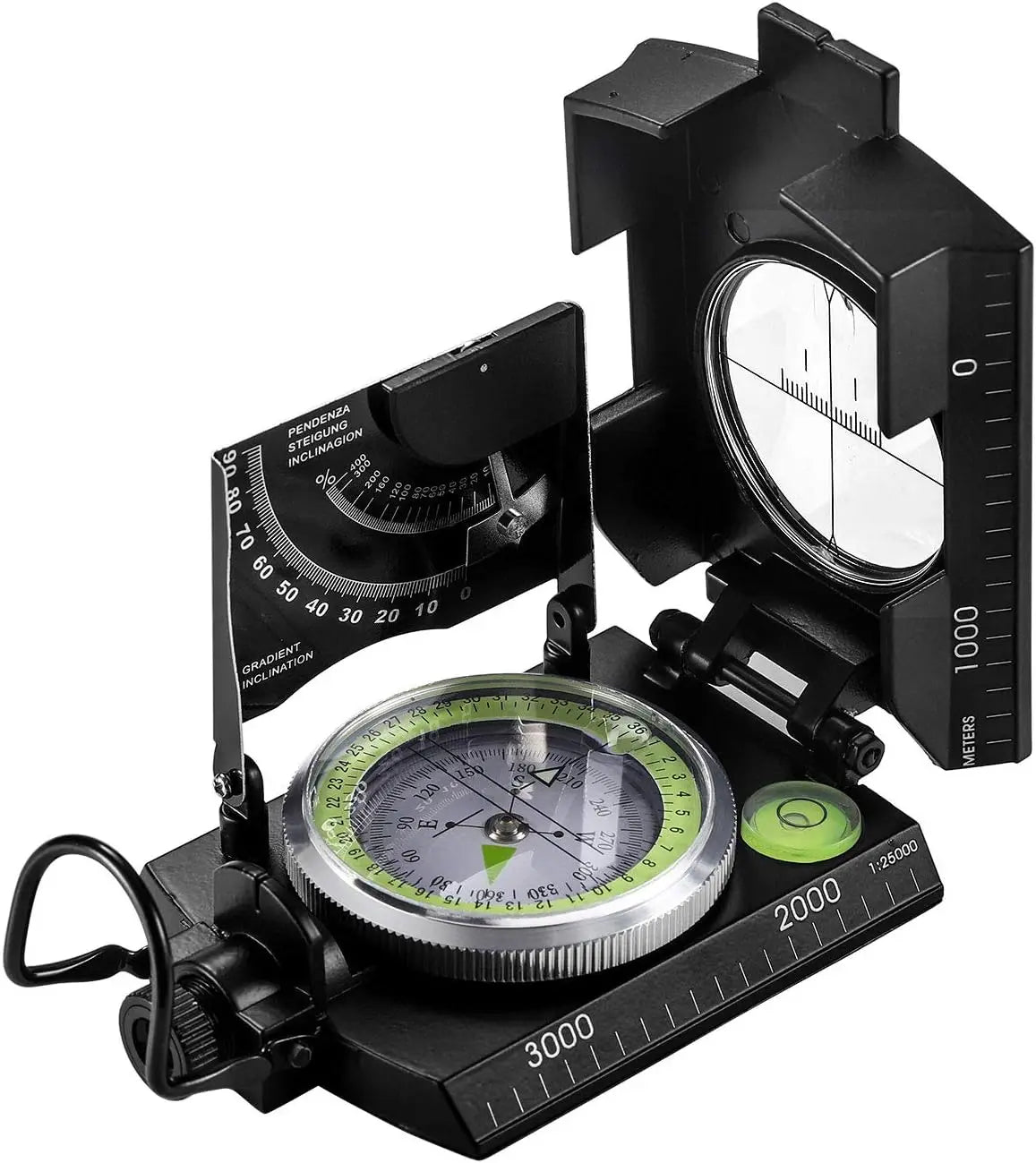 Military Sighting Compass with Inclinometer & Luminous Dial