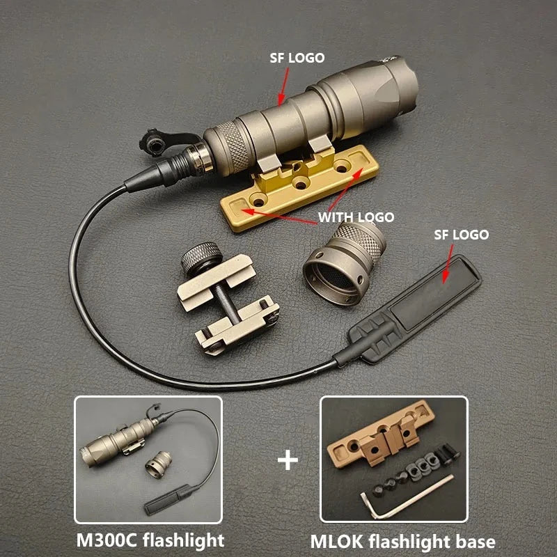 Tactical M600C M300C LED Flashlight - 20mm Rail Mount Scout Light for Rifles
